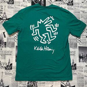 H&M Keith Haring Men's Green and White T-shirt